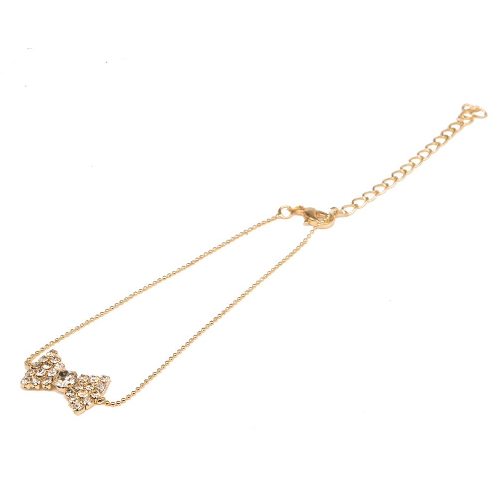 Crystal Bow Tie Charm Anklet