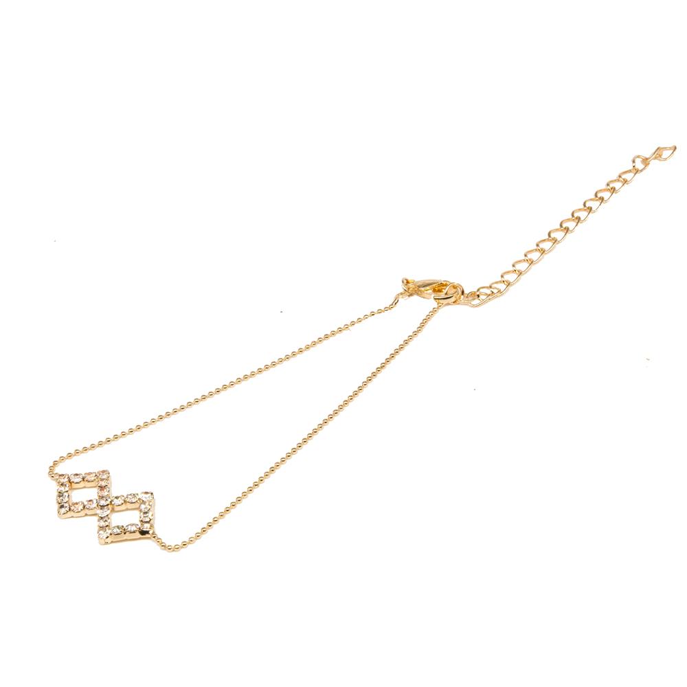 Crystal Double Diamond Charm Anklet