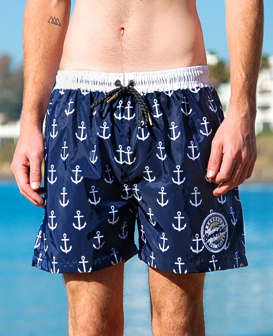 BeachyFeet® - Anchor Azul - Mens Volley Hybrid Shorts